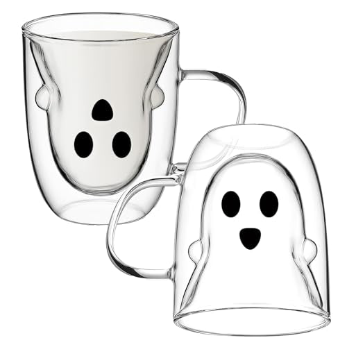 Honeydak Ghost Halloween Mug - Classic 10oz Double Walled Coffee Cup, Heat-Resistant for Hot Drinks