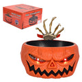 Halloween Pumpkin Candy Bowl with Skeleton Hand Motion-Activated Jump Scare