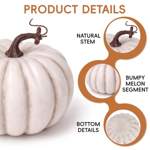 White 6.5 Inch Artificial Foam Pumpkin for Fall & Halloween Home Decor - Variation: White