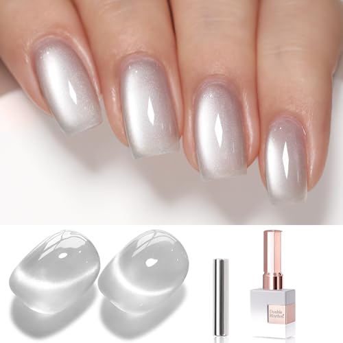 Double Rhythm Cat Eye Gel Polish - Silver Magnetic Holographic Glitter 15ML