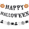 Halloween Banners Set - Spooky Hanging Garland with Pumpkins, Ghosts & Witch Hats