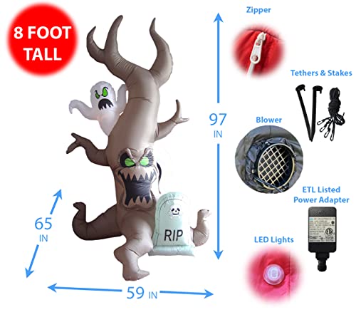 8 Ft Tall Halloween Inflatable Grave Scene with Ghost and Tombstone