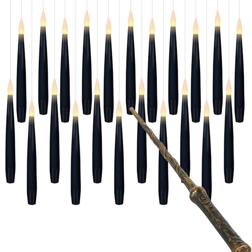 Halloween Floating Candles Set - Black Flameless Wand Decor 22pcs - Variation: 22-Black Floating
