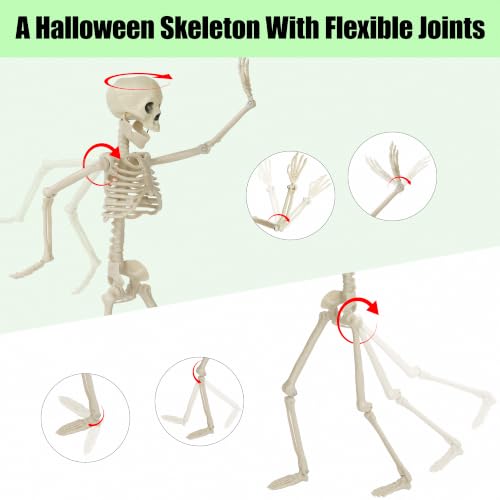 16-Inch Light Up Skeleton Halloween Decorations - 10 Pack Posable Full Body Props
