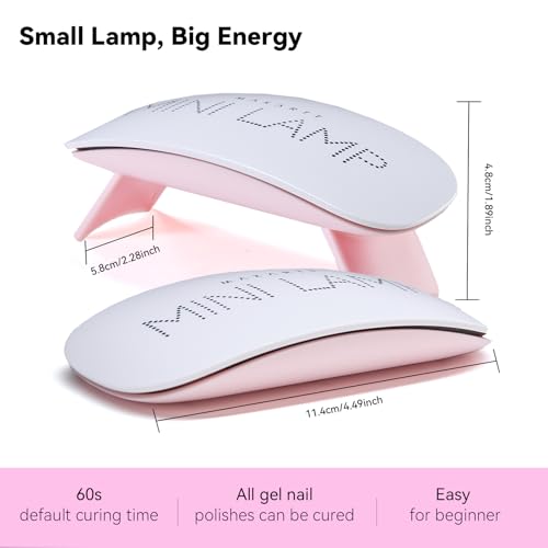 Mini UV LED Nail Lamp for Gel Nails - Pink, 6W, Fast Curing, Foldable & Portable