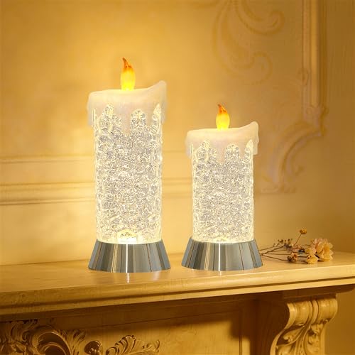 8.65-Inch Lighted Acrylic Flameless Candle Swirling Glitter Globe - Figurine