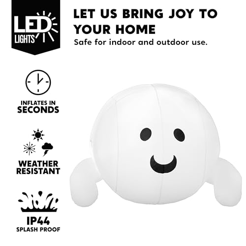 4.5ft Inflatable Ghost Halloween Yard Decoration with LED Lights for Outdoor Roof & Lawn