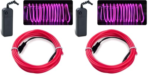 9ft Pink EL Wire Neon Glow Strobing Electroluminescent Light Pack of 2 for Parties Halloween