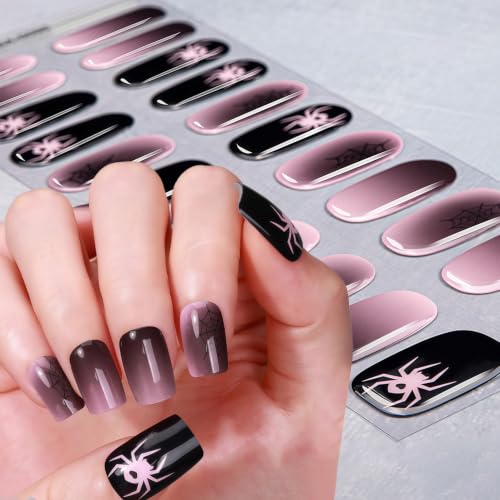 Halloween Gel Nail Stickers Set - Spider Web & Spider Design for DIY Manicure - Halloween Variation