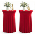 32x43 Red Cocktail Table Cover 2-Pack Ruffle Skirt Spandex Fit for High-Top Tables