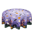 Halloween Round Tablecloth 60 Inch Spider Web Pumpkin Decor - Dark Purple