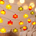 Fall Lights Battery Operated 3D Maple Leaves Pumpkins Acorns 10FT 20LED 8 Modes - Autumn Decor