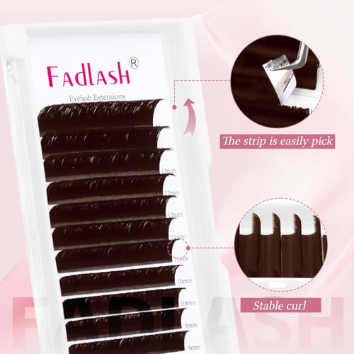 Brown Eyelash Extensions - Easy Fan Volume Lashes C Curl 8-14mm - Dark Brown
