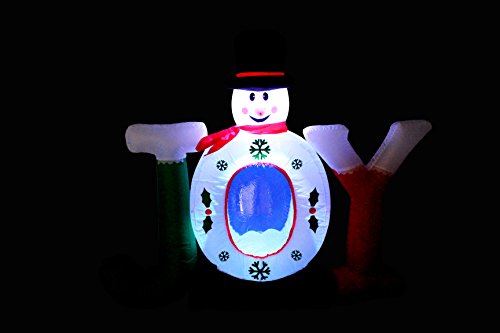 Christmas Inflatable Snow Globe Decorations Bundle - 4ft Snowman & 8ft Snowman with Penguin & Gift Box