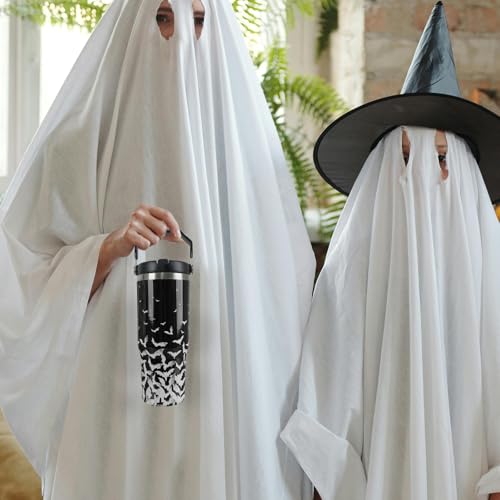Halloween Bat Insulated Travel Mug with Handle and Straw - Black