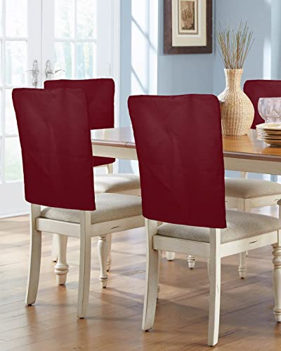 4-Pack Wine Red Chair Back Covers - Washable Dining Slipcovers for Kitchen & Restaurant