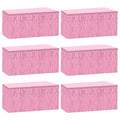 Pink Foil Tinsel Fringe Table Skirt - 6 Pack, 29.5x108 Inches, Disposable for Parties