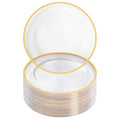 Clear Charger Plates with Gold Rim - 12 Inch Disposable Party Tableware - 100 Pack