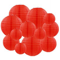 Red Paper Lanterns Set of 12 - Round Hanging Decorations for Weddings & Parties
