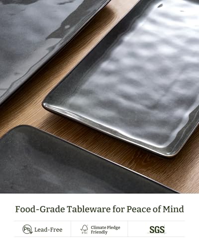 Famiware Serving Platters Set of 3 - Deep Forest Rectangular Ceramic Dishware
