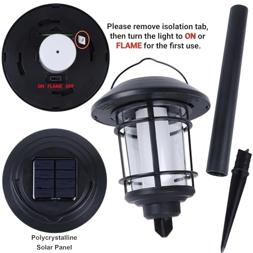 Solar Flame Torch Lights Outdoor - Warm White Flickering Garden Lanterns, Waterproof, Hanging & Stake Options