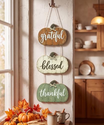 Putuo Decor Fall Pumpkin Wall Sign - Rustic Thanksgiving Door Decor
