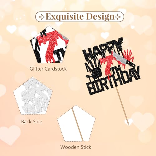 Killer Happy 7th Birthday Cake Topper - Bloody Horror Party Decor - Variation 7