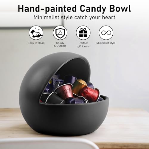 Black Resin Candy Bowl for Kitchen Counter & Entryway - Multifunctional Home Decor - M