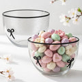 Decorative Glass Bowls with Black Bow Design - Set of 2, 14 Oz Home Decor