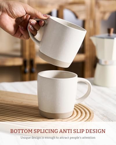 Milkyway Matte White Coffee Mug Set of 4 - 13 oz Ceramic Cups with Handle
