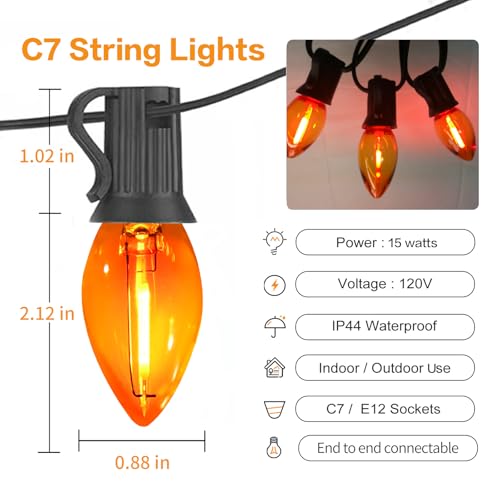 25FT Orange LED Halloween String Lights Waterproof Outdoor - Connectable