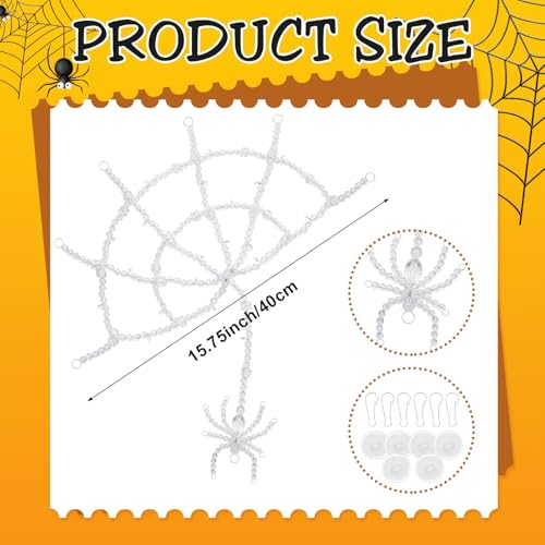 Large Halloween Crystal Spider Web Door Decoration with Spider Accent