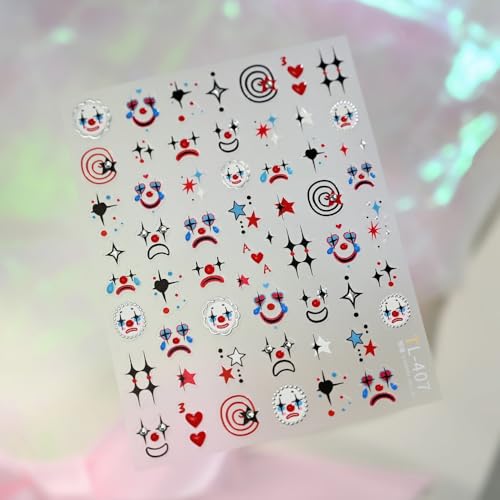 Halloween Nail Stickers 5D Embossed Clown Nail Art Decals - Style43