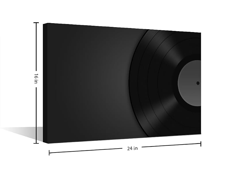 Black and White Music Canvas Wall Art - 24x16 Inch, Ready to Hang - Bedroom & Living Room Decor - Variation of Artwork-06