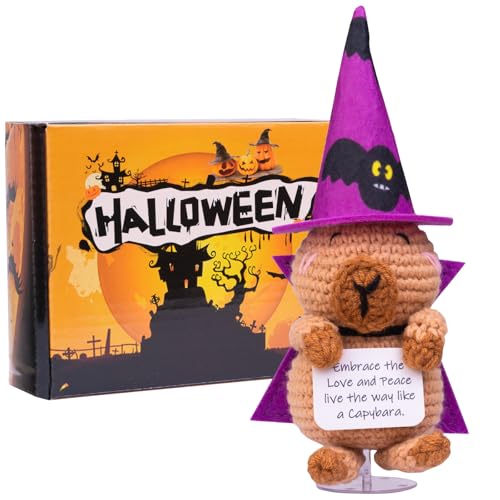 Halloween Support Cucumber Witch Hat and Cloak Doll with Knitted Potato Toy - Brown