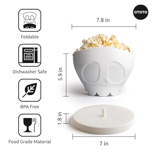 White Gothic Microwave Popcorn Popper - Collapsible Silicone Bowl, Halloween Gift