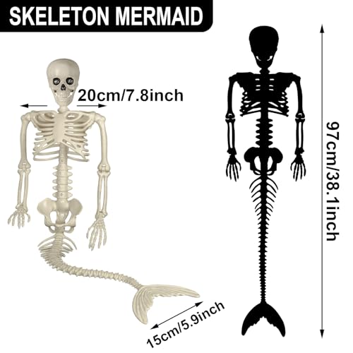 38 Inch Halloween Mermaid Skeleton with Movable Joints - Spooky Decor Prop - Variation of THIS listing