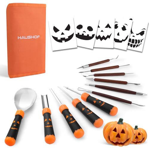 Halloween Pumpkin Carving Kit 11PCS with Stencils - Festive Pumpkin Tools Set
