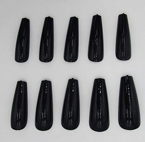 Black Coffin Press-On Nails Long Fake Nails 120pcs - Easy Glue On Manicure
