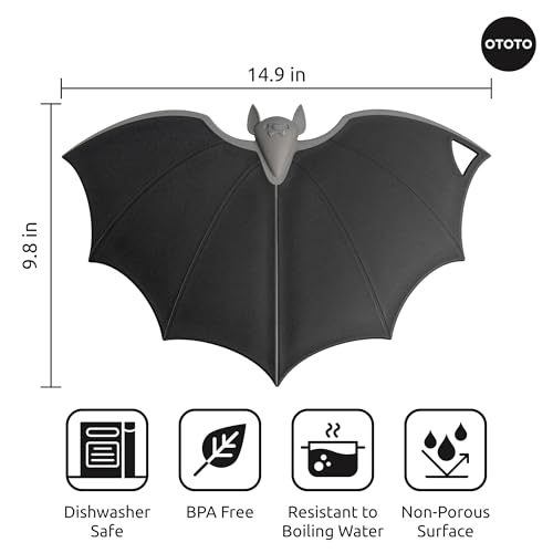 OTOTO Bat-Shaped Wooden & Plastic Cutting Board - Fun Gothic Kitchen Gadget, Dishwasher Safe