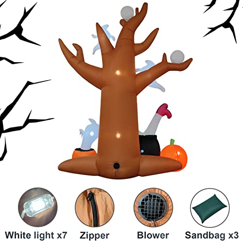 8 Ft Halloween Inflatable Tree with Ghosts Pumpkins & LED Lights - Outdoor Spooky Decor - Halloween Tree Variation