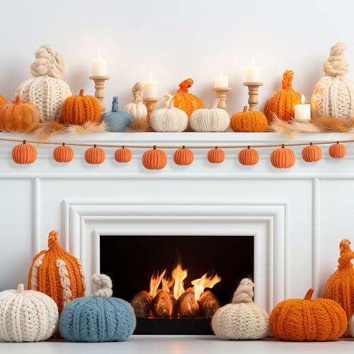 Crochet Pumpkin Decor Set - 12 Handmade Fall and Halloween Oranges with 3 Sizes