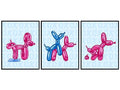 Balloon Dog Wall Art Print 11x14 Pink and Blue - Preppy Bathroom Decor - Variation 1