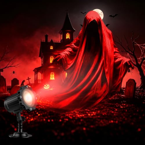 Halloween Projector Light Outdoor Red Ghost Projection - 2026 Upgraded Clearer Pattern with Remote