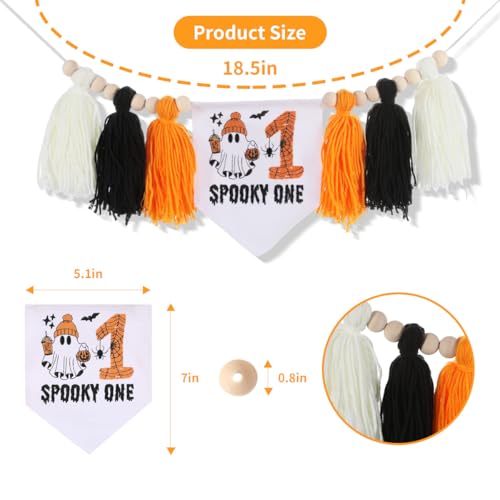 Halloween Spooky First Birthday High Chair Banner Embroidered Decor