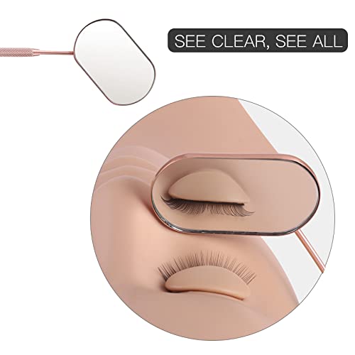 Pink Stainless Steel Lash Mirror - 2.2 Inch Compact Makeup Eyelash Tool