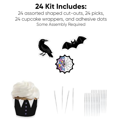Goth Girl Cupcake Decoration Kit - Halloween or Gothic Party Supplies Set of 24