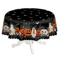 Black Halloween Pumpkin Ghost Tablecloth 60 Inch Round Home Decor