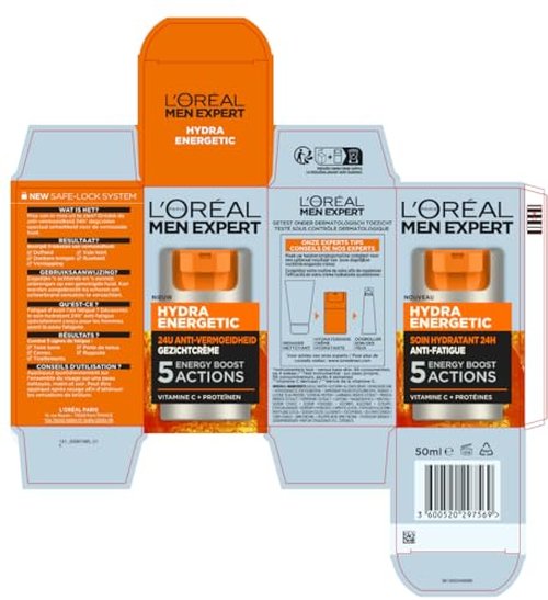 L'Oreal Paris Men Expert Hydra Energetic Daily Anti-Fatigue Moisturizing Lotion, 1.6 Ounce
