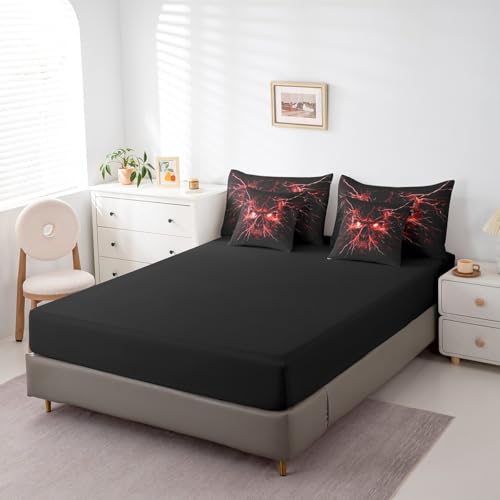 Black Red Gothic Bed in a Bag King Comforter Set 7 Pieces Halloween Skeleton